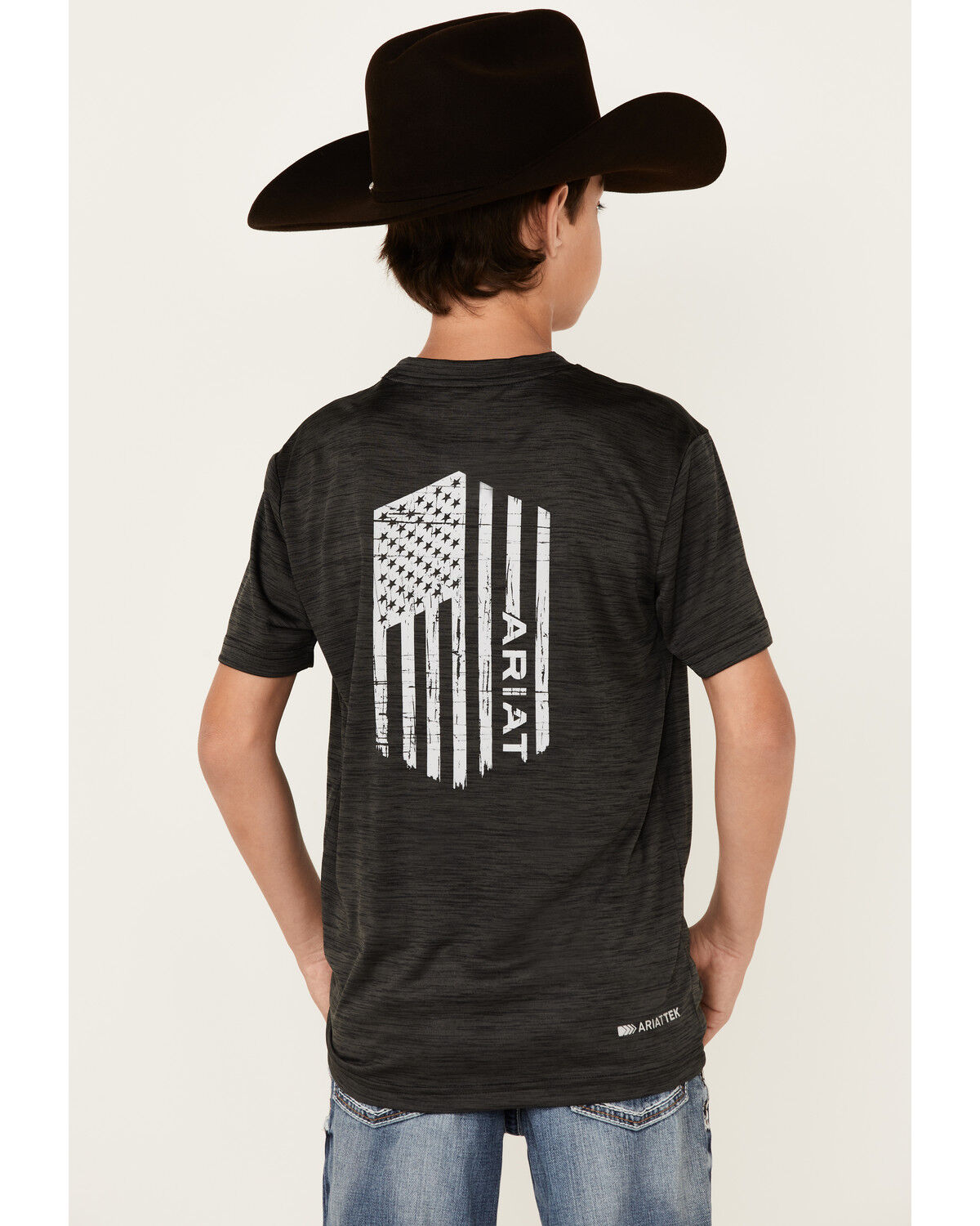 Image #3 - Ariat Boys' Charger Vertical Flag Graphic Short Sleeve T-Shirt, Charcoal, hi-res