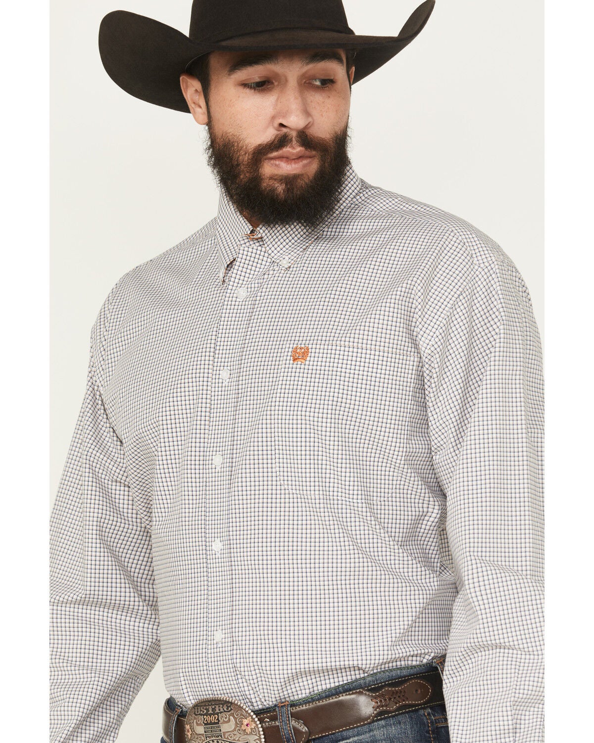 Image #2 - Cinch Men's Plaid Print Long Sleeve Button-Down Western Shirt, White, hi-res
