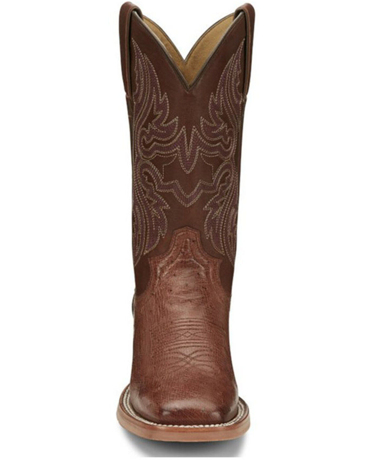 Image #4 - Justin Boots Women's Smooth Ostrich Western Boots - Broad Square Toe, Brown, hi-res