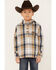 Wrangler Boys' Plaid Print Hooded Sweatshirt, Black, hi-res