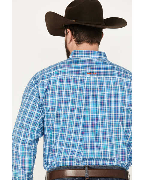 Image #4 - Ariat Men's Pro Series Leyton Plaid Print Classic Fit Button Down Long Sleeve Western Shirt, Light Blue, hi-res