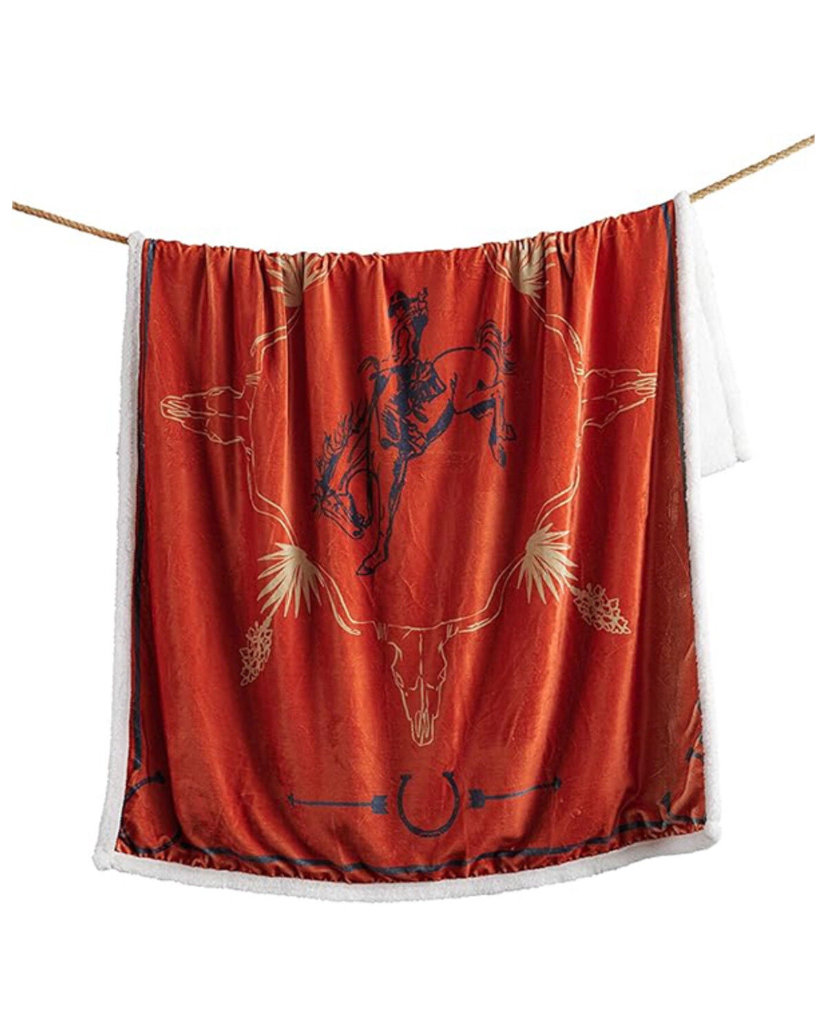 Image #2 - HiEnd Accents Marfa Campfire Sherpa Throw, Red, hi-res