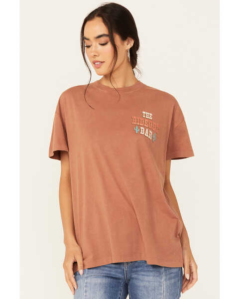 Image #2 - Cleo + Wolf Women's Hideout Bar Oversized Graphic Tee, Coffee, hi-res