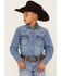 Image #2 - Cody James Boys' Cave Creek Long Sleeve Pearl Snap Western Denim Shirt, Medium Wash, hi-res