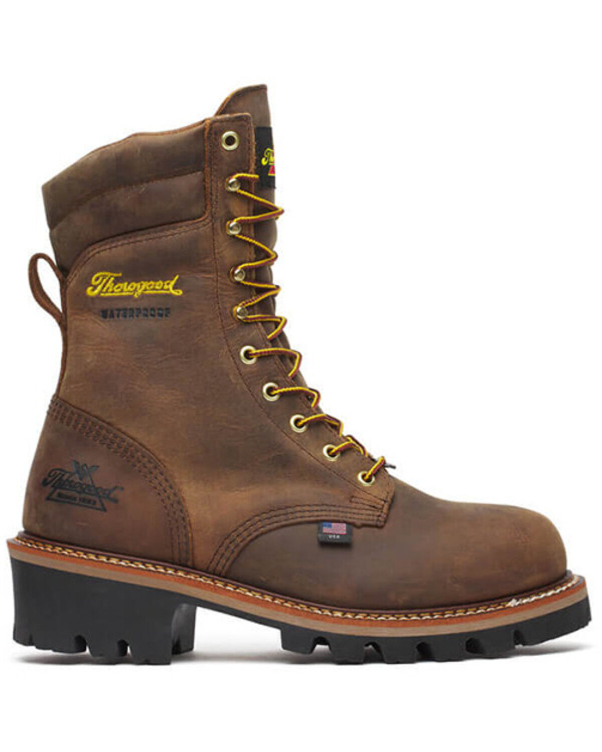 Image #2 - Thorogood Men's Logger Series 9" Stud Horse Waterproof Work Boots - Soft Toe, Brown, hi-res