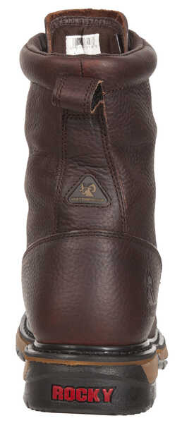 Rocky Men's Original Ride Waterproof Western Lacer Boots - Safety Toe, Dark Brown, hi-res