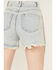 Image #3 - Blue B Women's Light Wash High Rise Rhinestone Side Chain Fringe Denim Shorts, Light Wash, hi-res
