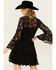 Image #4 - Scully Women's Lace Crochet Long Bell Sleeve Mini Dress, Black, hi-res