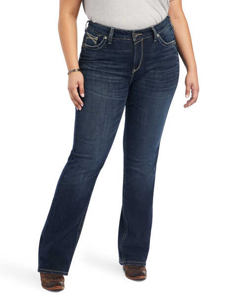 Image #1 - Ariat Women's R.E.A.L. Medium Wash Mid Rise Lexi Slim Stretch Bootcut Jeans - Plus , Blue, hi-res
