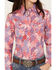 Panhandle Girls' Patchwork Print Long Sleeve Snap Western Shirt, Pink, hi-res