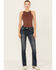 Grace in LA Women's Medium Wash Mid Rise Fleur de Lis Bootcut Jeans, Medium Wash, hi-res
