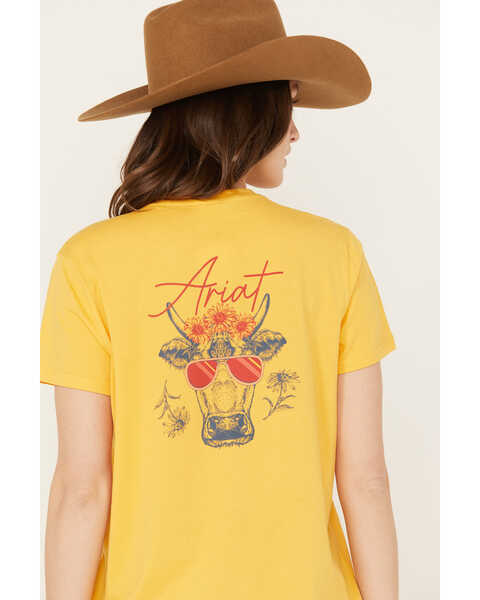 Ariat Women's R.E.A.L Cow Short Sleeve Graphic Tee, Mustard, hi-res