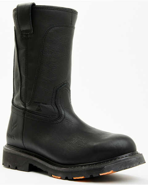 Image #1 - Hawx Men's 11" Industrial Wellington Work Boots - Composite Toe , Black, hi-res