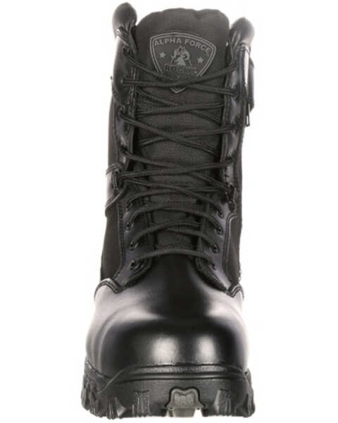 Image #6 - Rocky Men's 8" AlphaForce Zipper Waterproof Duty Boots, Black, hi-res