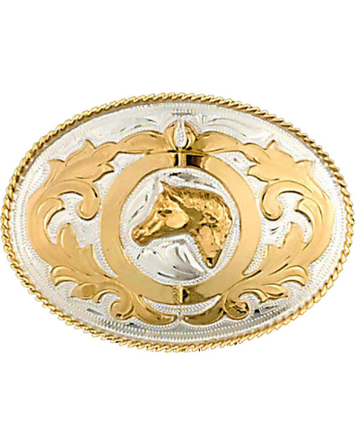Image #1 - Western Express Men's Horsehead Belt Buckle, Silver, hi-res