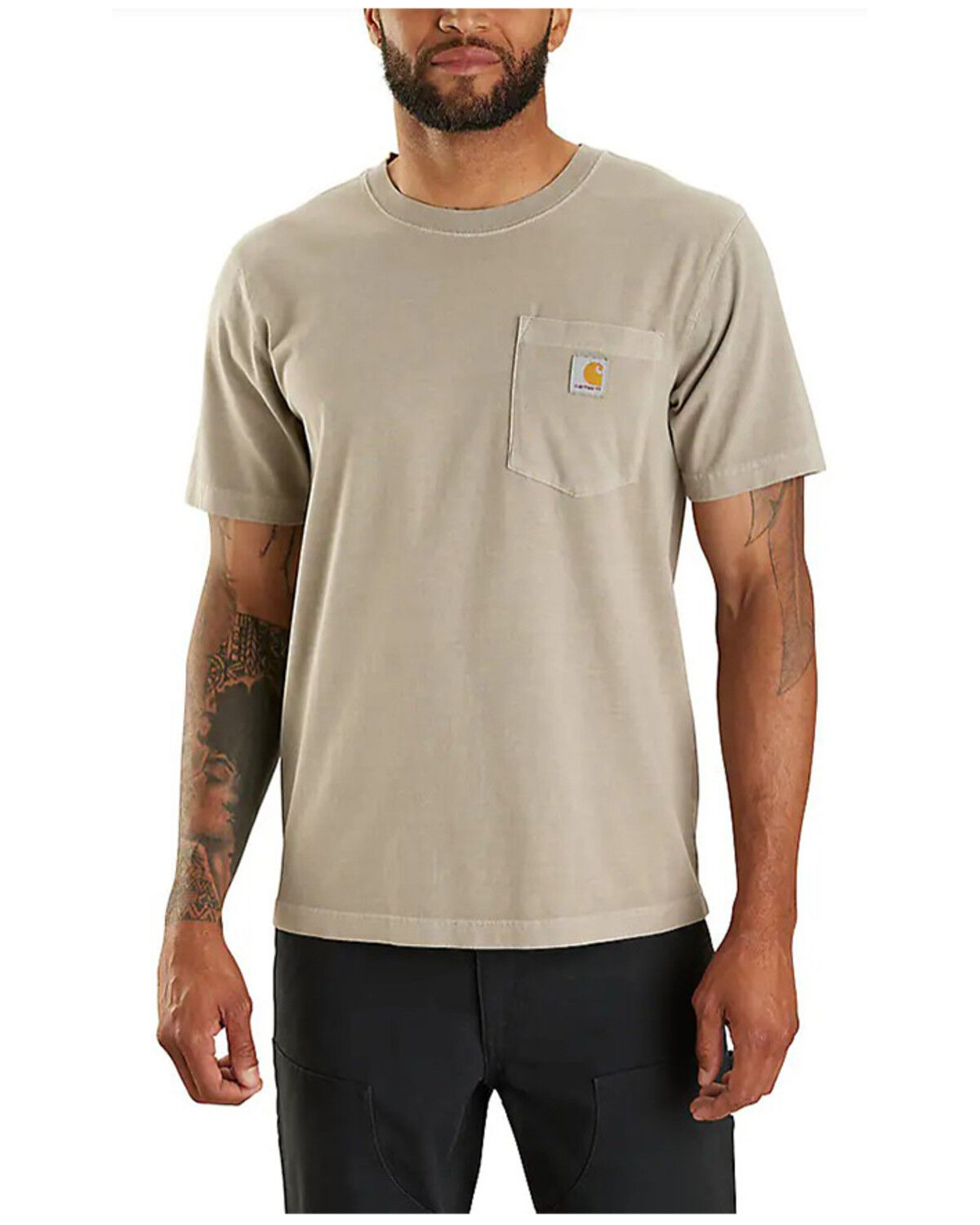 Image #1 - Carhartt Men's Relaxed Fit Lightweight Garment Dyed Short Sleeve Pocket T-Shirt, Light Grey, hi-res