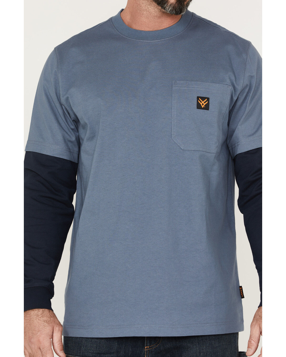 Image #3 - Hawx Men's Layered Pocket Twofer Sleeve Work T-Shirt, Light Blue, hi-res