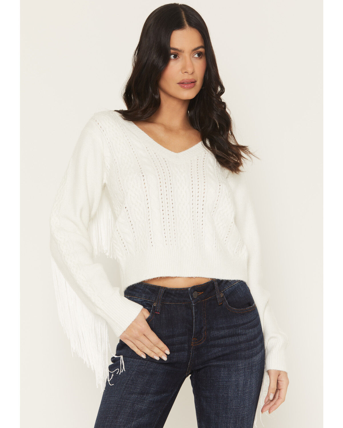 Image #1 - Idyllwind Women's Strombury Fringe Sweater, Cream, hi-res