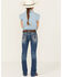 Image #3 - Shyanne Little Girls' Americana Horseshoe Pocket Stretch Bootcut Jeans , Blue, hi-res