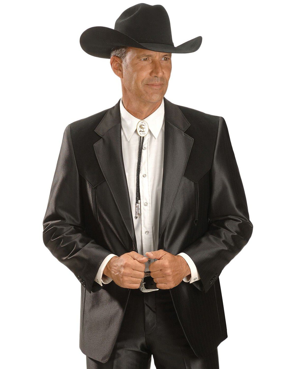 Image #1 - Circle S Men's Boise Western Suit Coat - Big and Tall, Black, hi-res