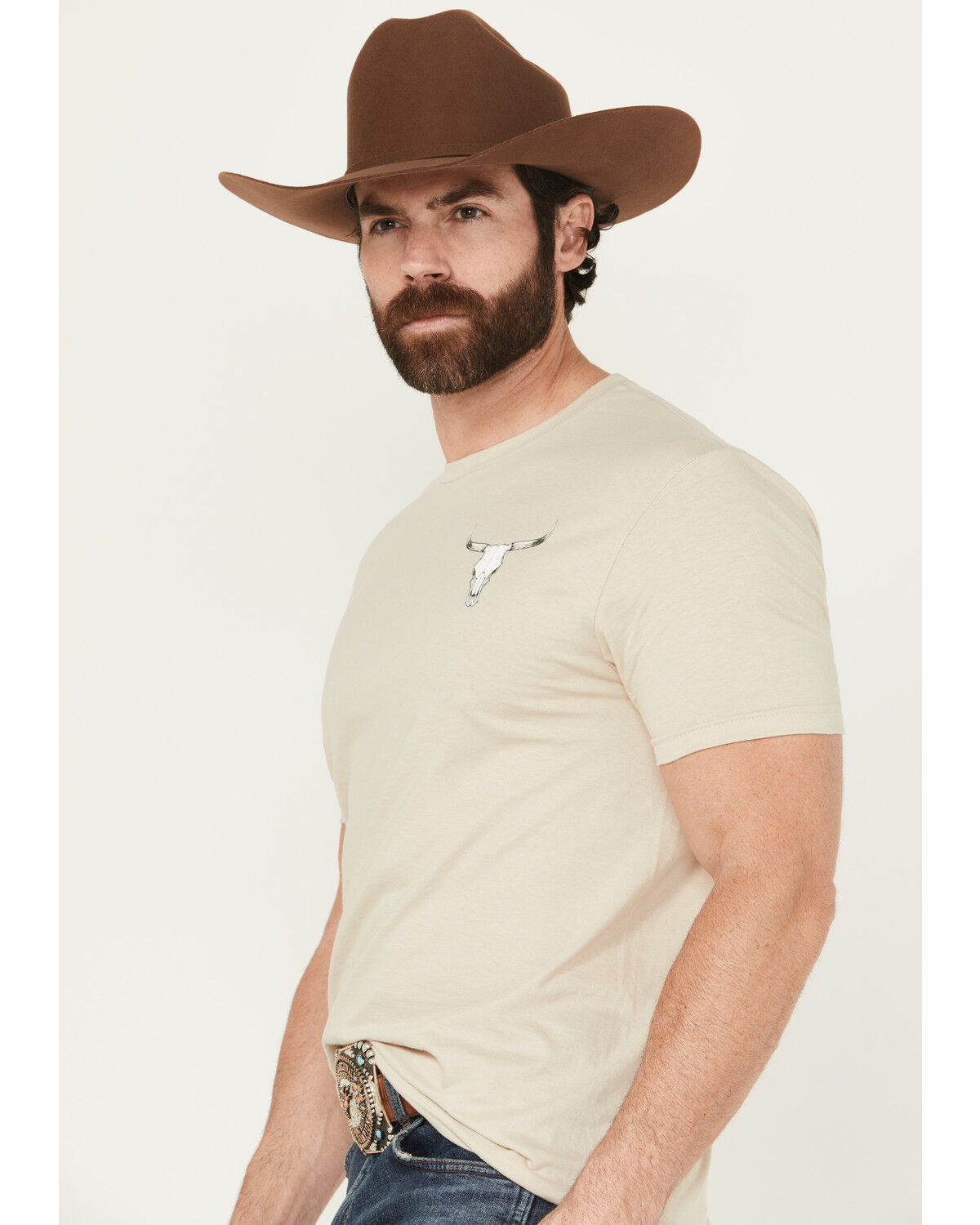 Image #4 - Cowboy Hardware Men's Mess With The Bull Short Sleeve Graphic T-Shirt, Sand, hi-res