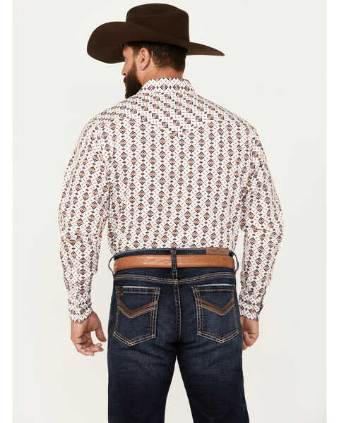 Image #4 - Rodeo Clothing Men's Southwestern Print Long Sleeve Pearl Snap Western Shirt, White, hi-res