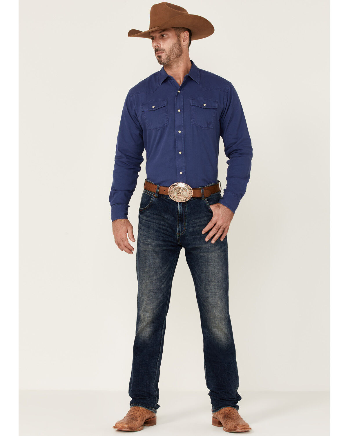 Image #2 - Ariat Men's Solid Teal Jurlington Retro Long Sleeve Pearl Snap Western Shirt, Blue, hi-res