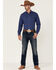 Ariat Men's Solid Teal Jurlington Retro Long Sleeve Pearl Snap Western Shirt , Blue, hi-res