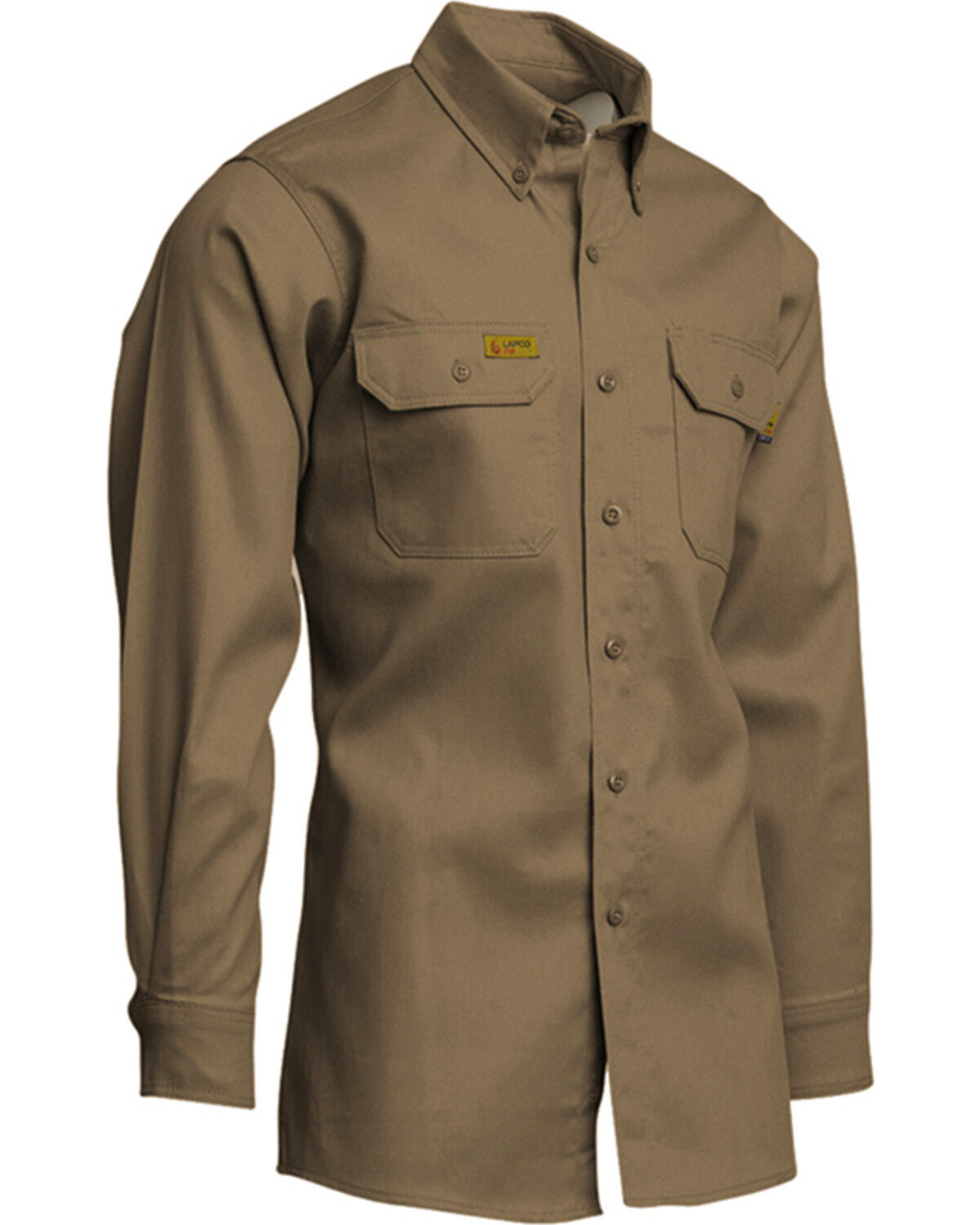 Image #2 - Lapco Men's Solid FR Long Sleeve Button Down Uniform Work Shirt, Beige/khaki, hi-res