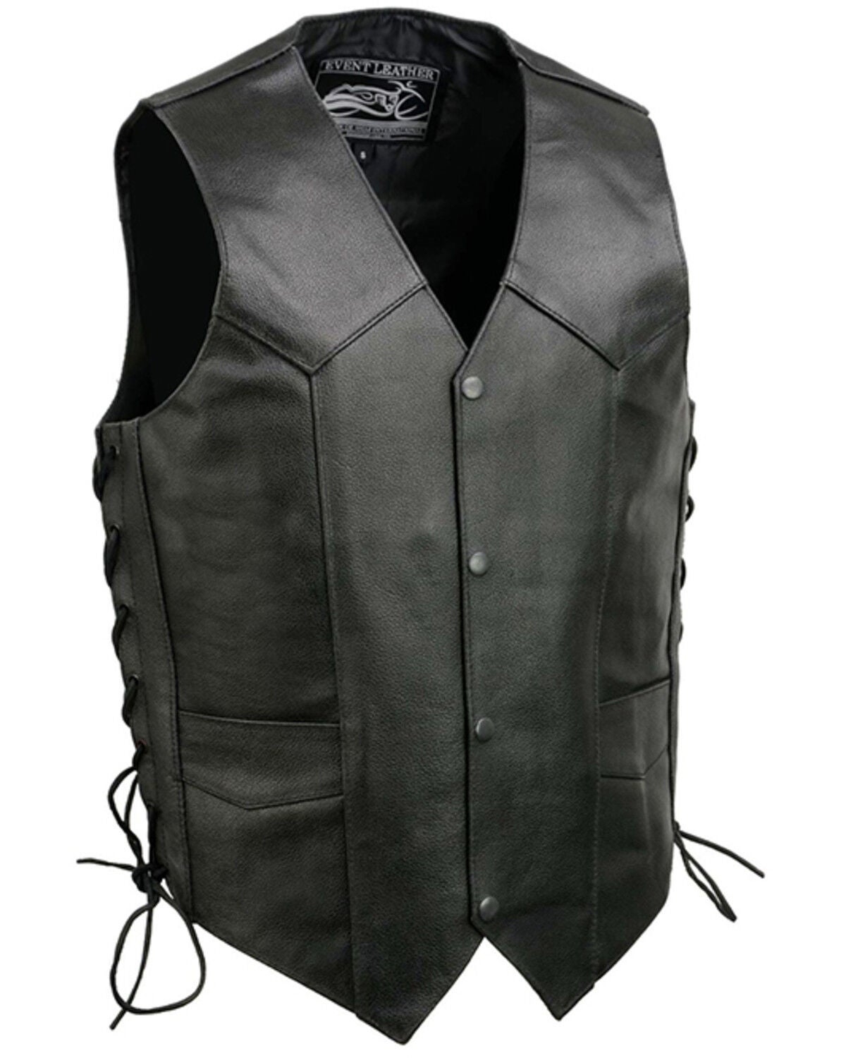 Image #1 - Milwaukee Leather Men's Black Classic Side Lace Biker Vest, Black, hi-res