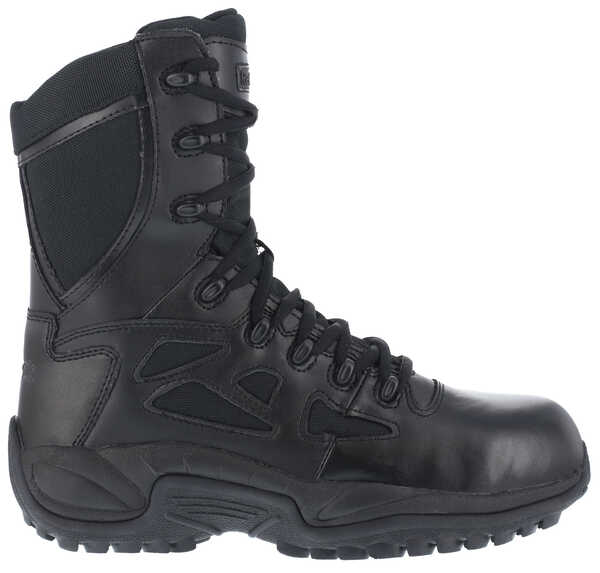 Image #3 - Reebok Men's Stealth 8" Lace-Up Black Side-Zip Work Boots - Soft Toe , Black, hi-res