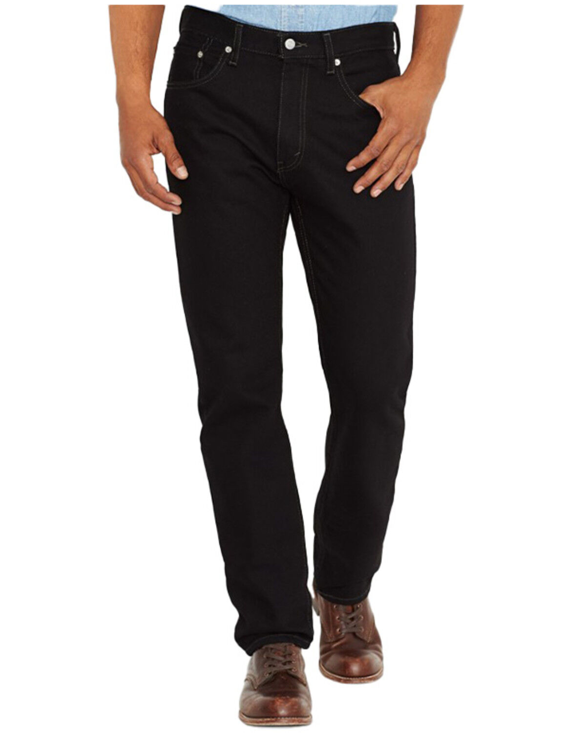 Image #1 - Levi's Men's 505 Prewashed Regular Straight Leg Jeans, Black Out, hi-res