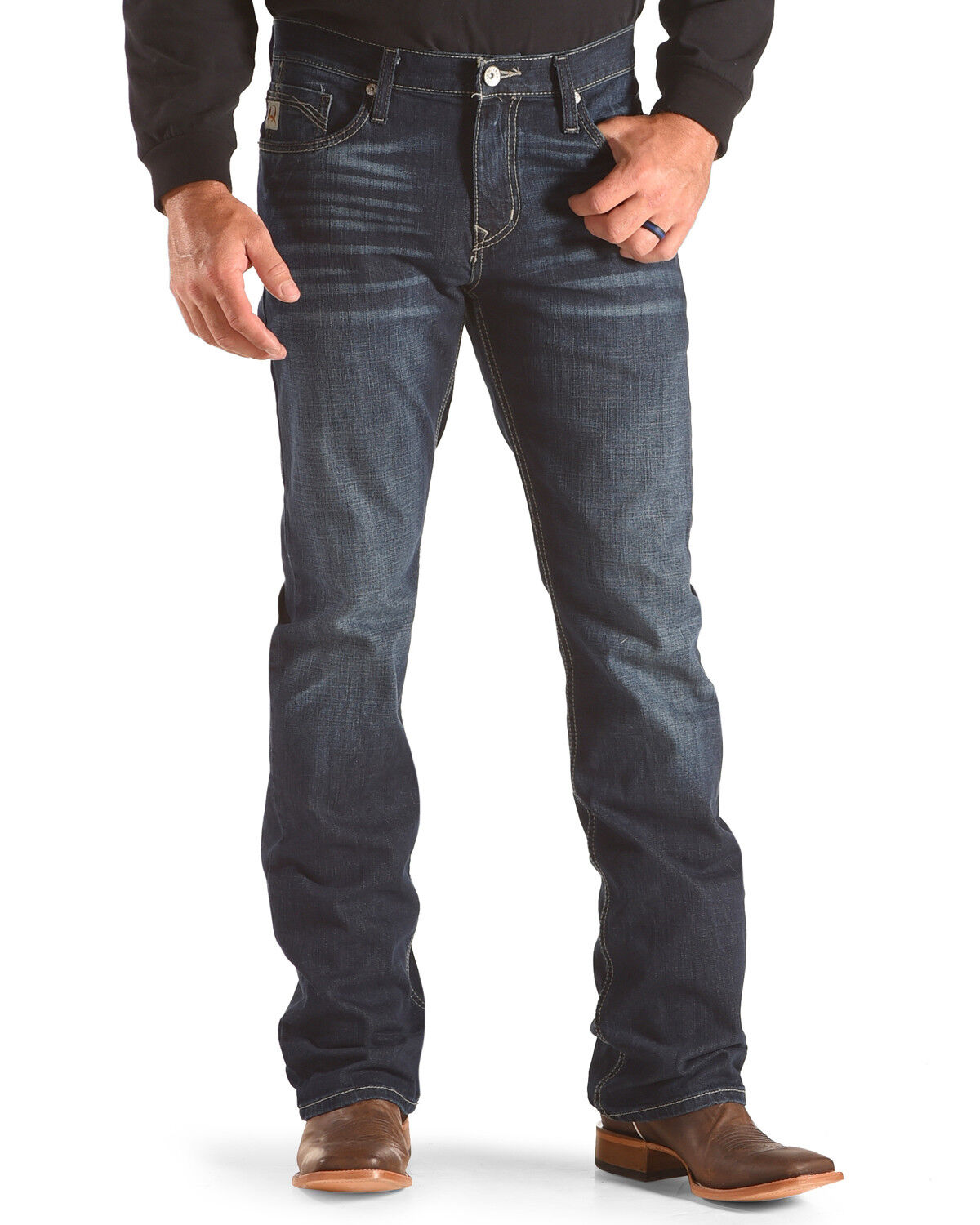 Image #3 - Cinch Men's Ian Western Bootcut Jeans, Indigo, hi-res