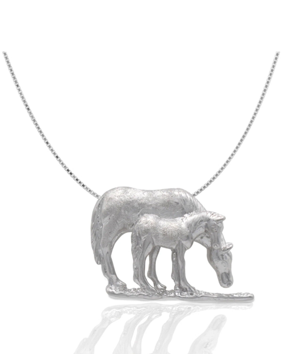 Image #1 - Kelly Herd Women's Silver Grazing Mare & Foal Pendant Necklace, Silver, hi-res