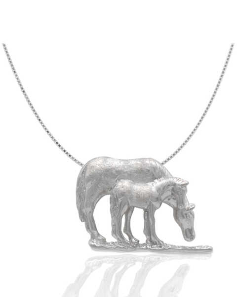 Kelly Herd Women's Silver Grazing Mare & Foal Pendant Necklace, Silver, hi-res
