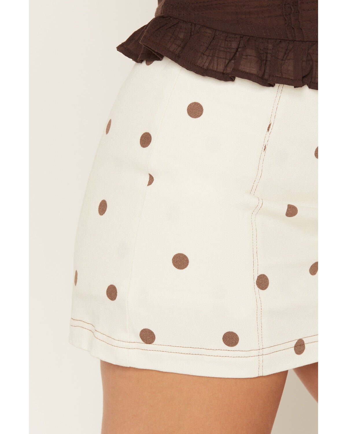 Image #2 - Cleo + Wolf Women's Polka Dot Mini Skort, Ivory, hi-res