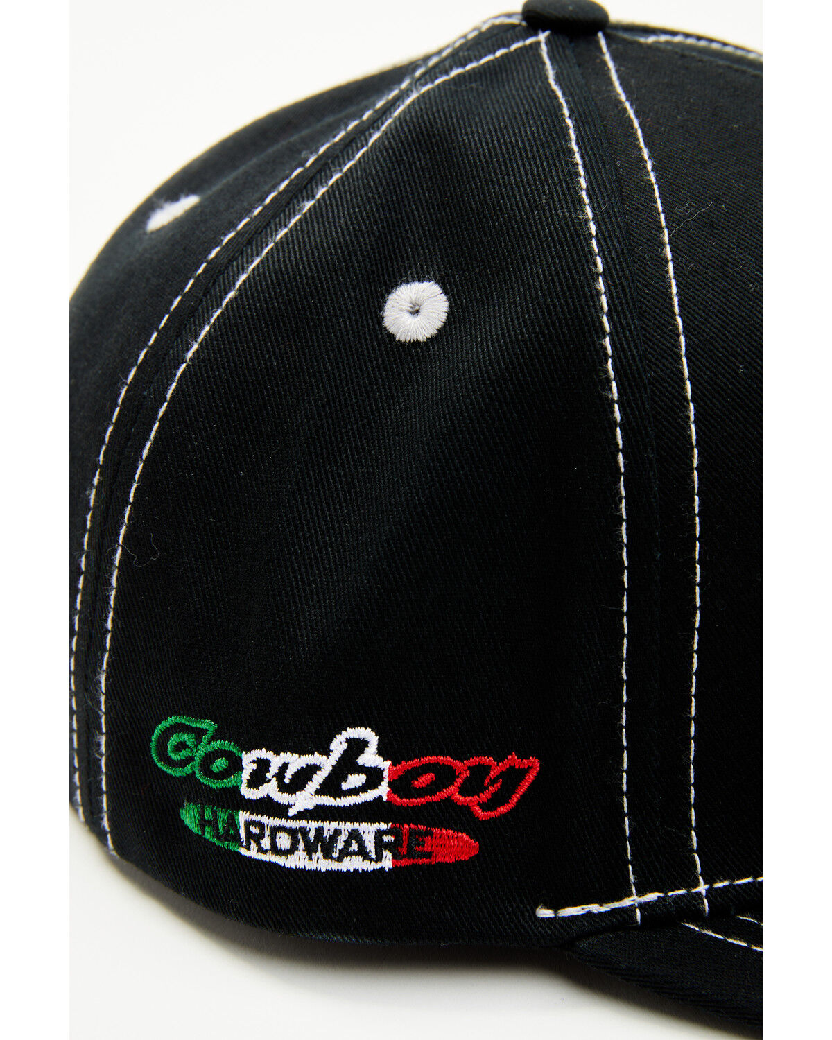 Image #2 - Cowboy Hardware Men's Mexico Flag Bull Rider Ball Cap, Black, hi-res