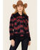 Powder River Outfitters Women's Red & Navy Plaid Button-Front Wool Sherpa Coat , Red, hi-res