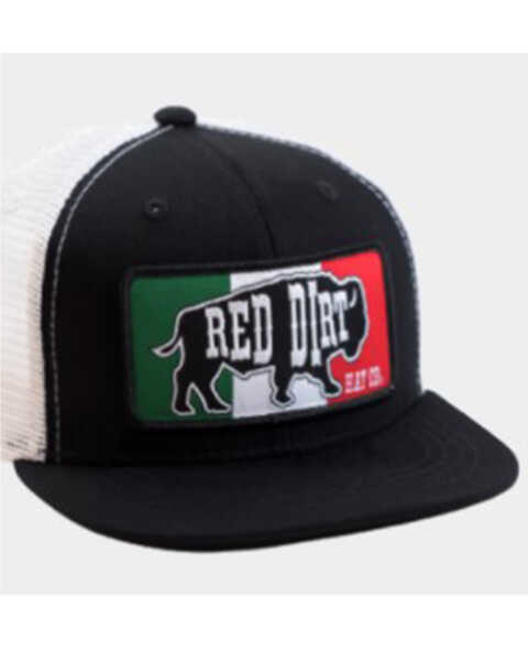 Red Dirt Hat Kid's Mesh Back Mexican Flag Patch Cap, Black, hi-res