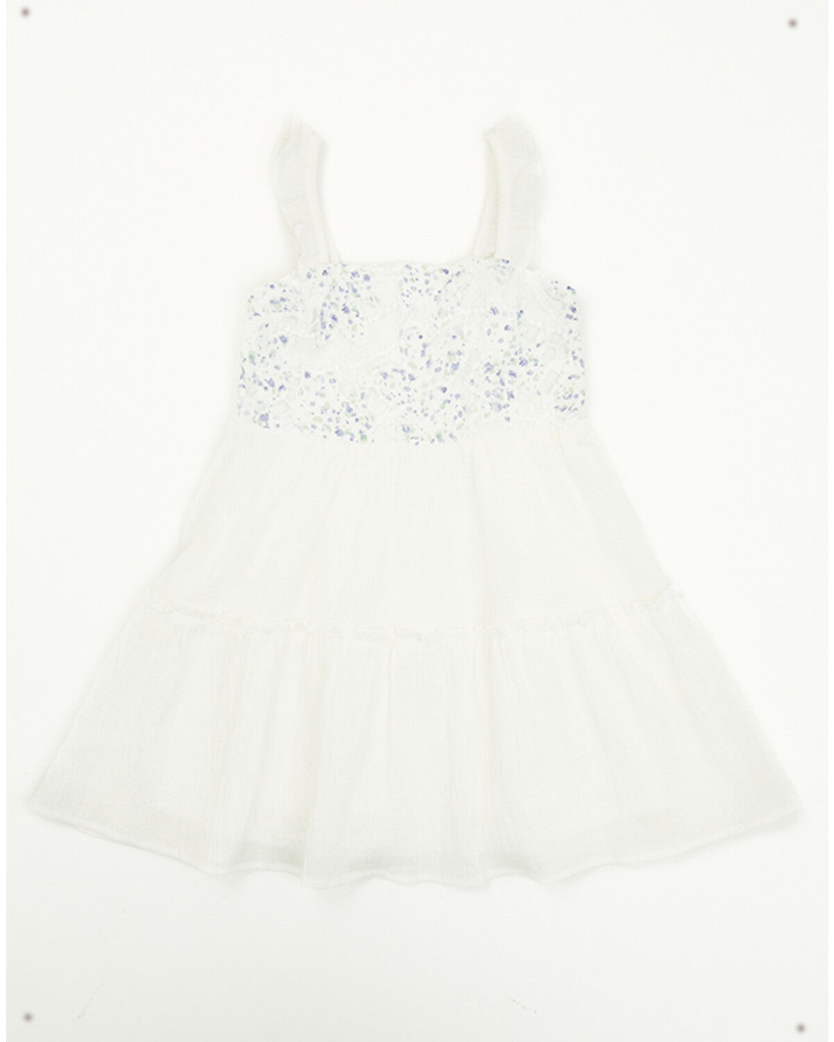 Image #1 - Yura Toddler Girls' Floral Patched Crochet Dress, Blue, hi-res