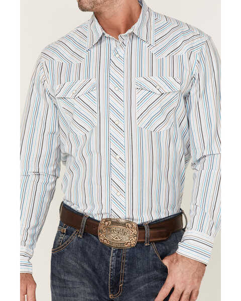 Image #3 - Wrangler 20X Men's Advanced Comfort Striped Long Sleeve Snap Western Shirt , Turquoise, hi-res