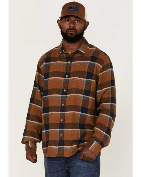 Image #1 - Pendleton Men's Linen Large Plaid Long Sleeve Button Down Western Shirt  , Brown, hi-res
