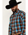 Image #2 - Cinch Men's Ombre Plaid Print Long Sleeve Button-Down Western Shirt , Brown/blue, hi-res