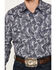 Wrangler Men's Rock 47 Paisley Print Long Sleeve Snap Western Shirt, Navy, hi-res