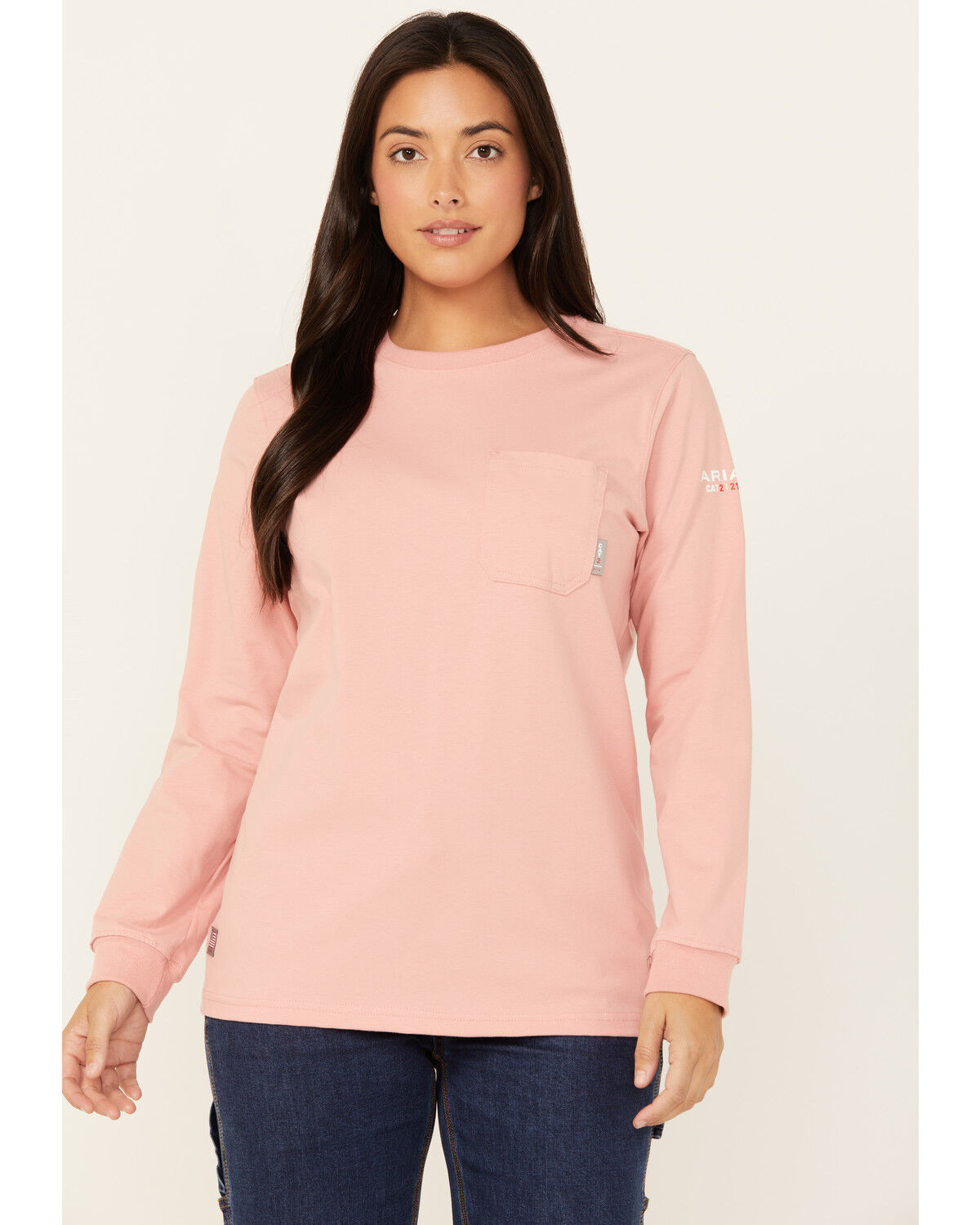 Image #2 - Ariat Women's FR American Rose Long Sleeve Work T-Shirt, Dark Pink, hi-res