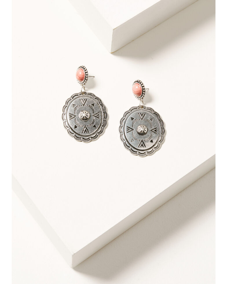 Prime Time Women's Concho Post Earrings, Silver, hi-res