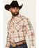 Image #2 - Wrangler Men's Mexico Logo Plaid Print Long Sleeve Snap Western Shirt, Tan, hi-res