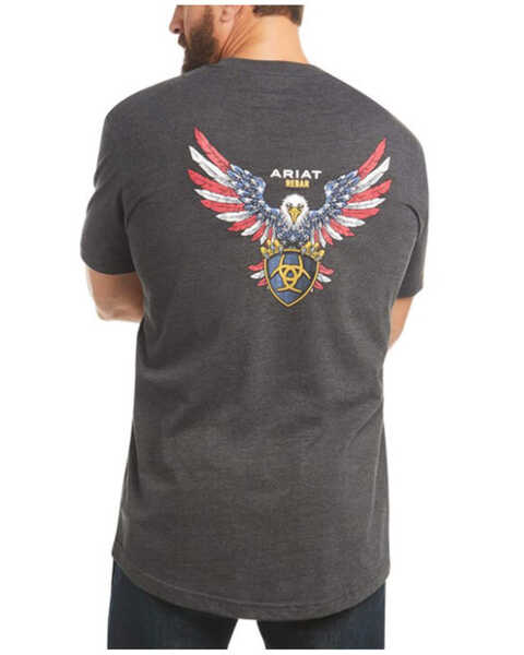 Ariat Men's Charcoal Heather Rebar Cotton Strong American Raptor Graphic Work T-Shirt, Charcoal, hi-res
