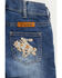Cowgirl Tuff Girls' Old West Cowprint Bucking Horse Pocket Stretch Bootcut Jeans , Blue, hi-res