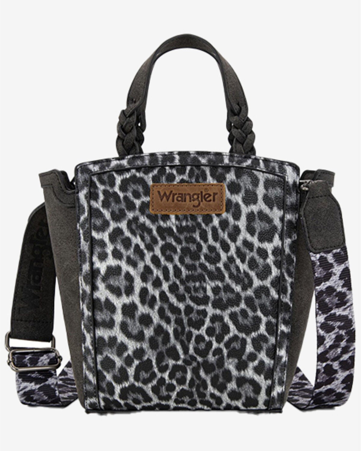 Image #1 - Wrangler Women's Leopard Print Crossbody Tote, Black, hi-res